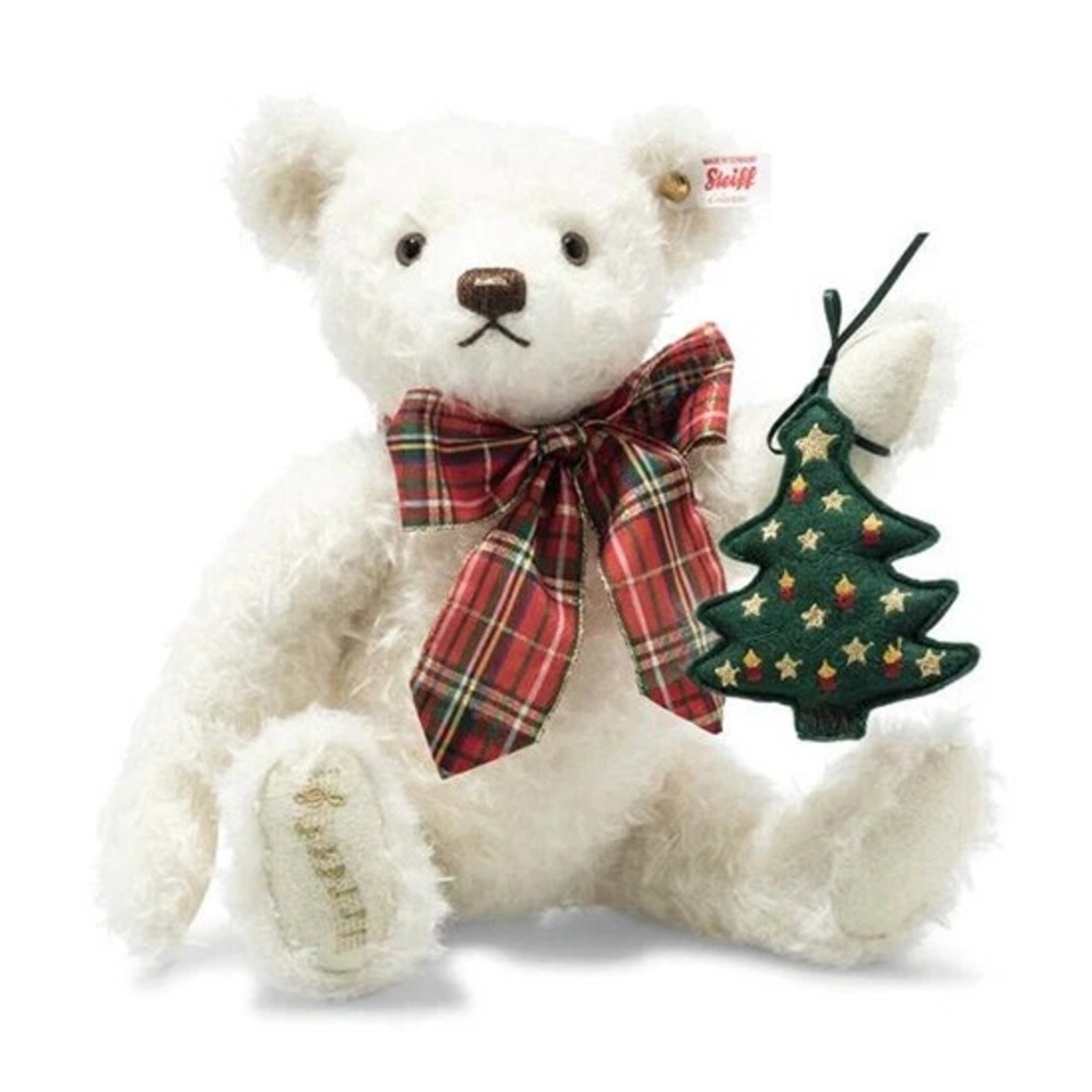 Steiff 2020 Christmas Teddy Bear White Mohair Musical New 12" 006906 Rare 31 cm‎